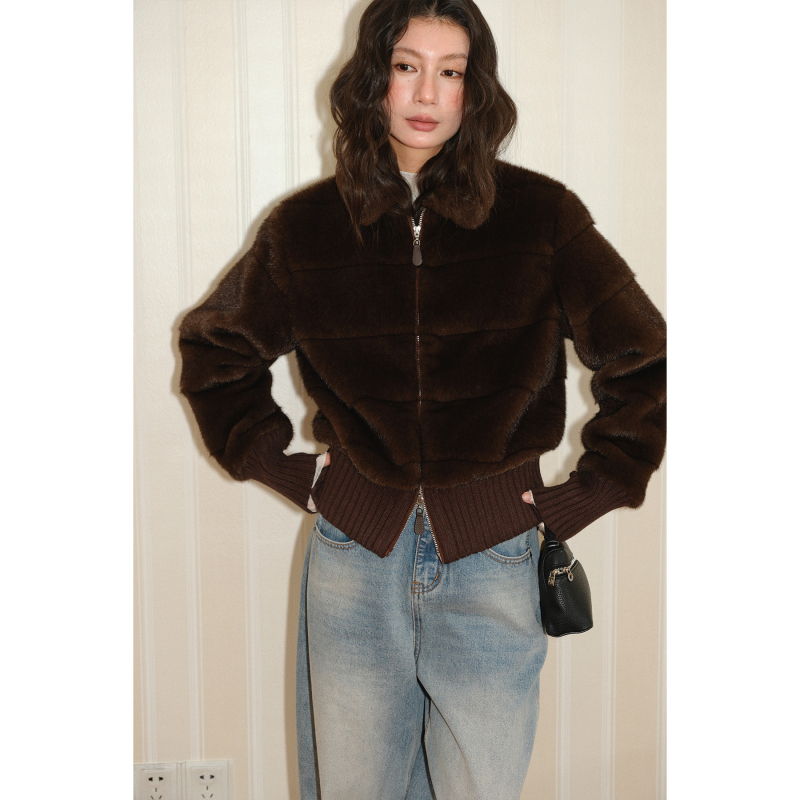 Jakna od poliestera, jednobojna, opuštenog kroja, polo ovratnik, ziper