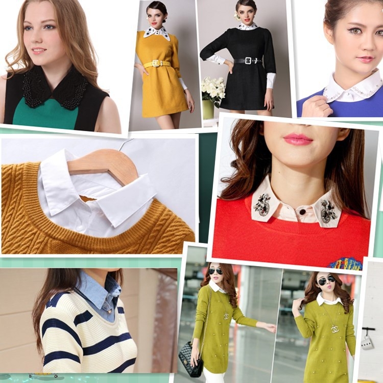 Női gyöngyös hamis gallér pulóverekhez és ingekhez, poliészter fonal, felnőttek, 2025 ősz
