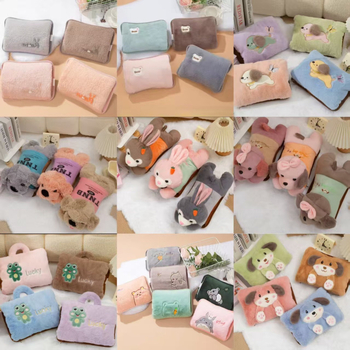 Зарядваща се бутилка за гореща вода с карикатурен дизайн и експлозийно-устойчив електрически нагревател, пухена чанта за затопляне на ръцете с цип, сваляща се и миеща се; модел Double Hands, 220V, 500W, Режим на нагряване: Зареждане, Corduroy, Jiabeibei