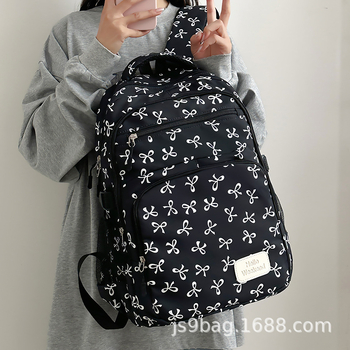 Háromrészes hátizsák lányoknak és egyetemistáknak, nagy kapacitású, nylon anyagú, pillangó mintás, laptop rekesz, könnyű, cipzáras zárás