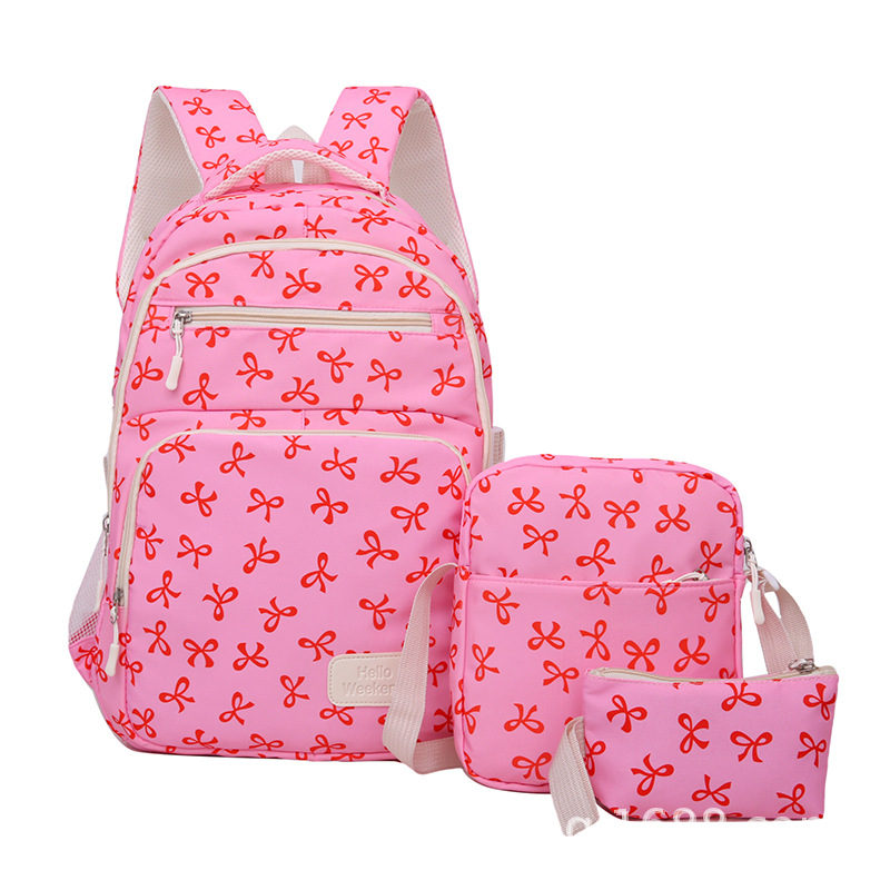 Háromrészes hátizsák lányoknak és egyetemistáknak, nagy kapacitású, nylon anyagú, pillangó mintás, laptop rekesz, könnyű, cipzáras zárás