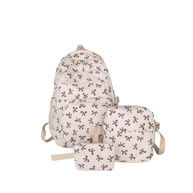 Háromrészes hátizsák lányoknak és egyetemistáknak, nagy kapacitású, nylon anyagú, pillangó mintás, laptop rekesz, könnyű, cipzáras zárás