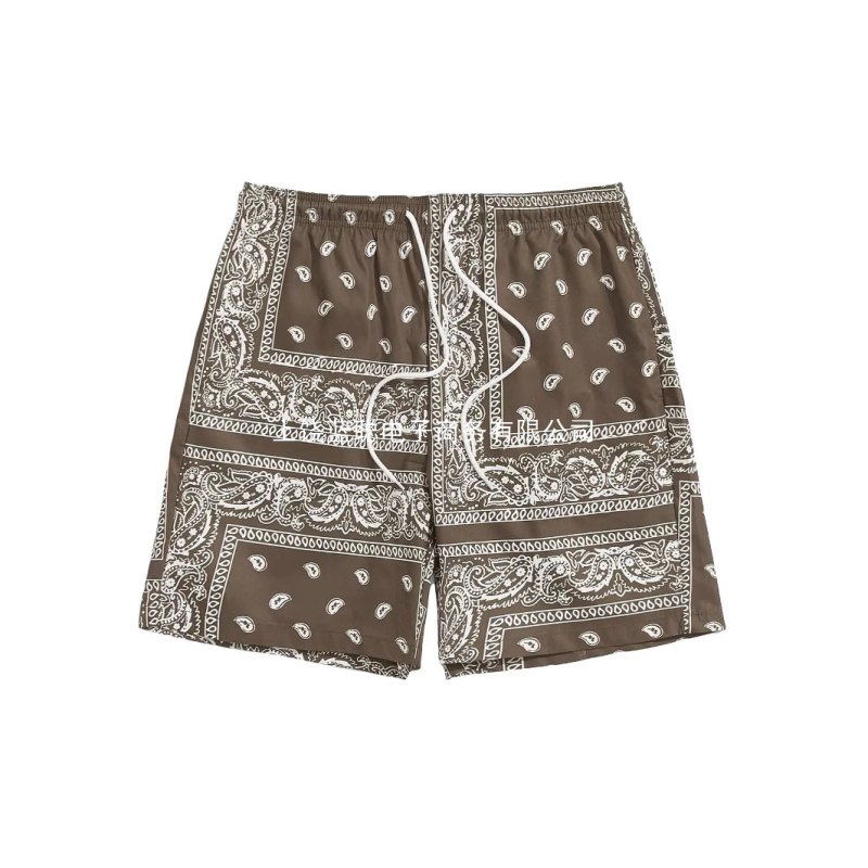 Férfiak 3D nyomtatott hálós poliészter strandnadrág lazán szabott egyenes vágás mikroelasztikus nyár sportos stílus