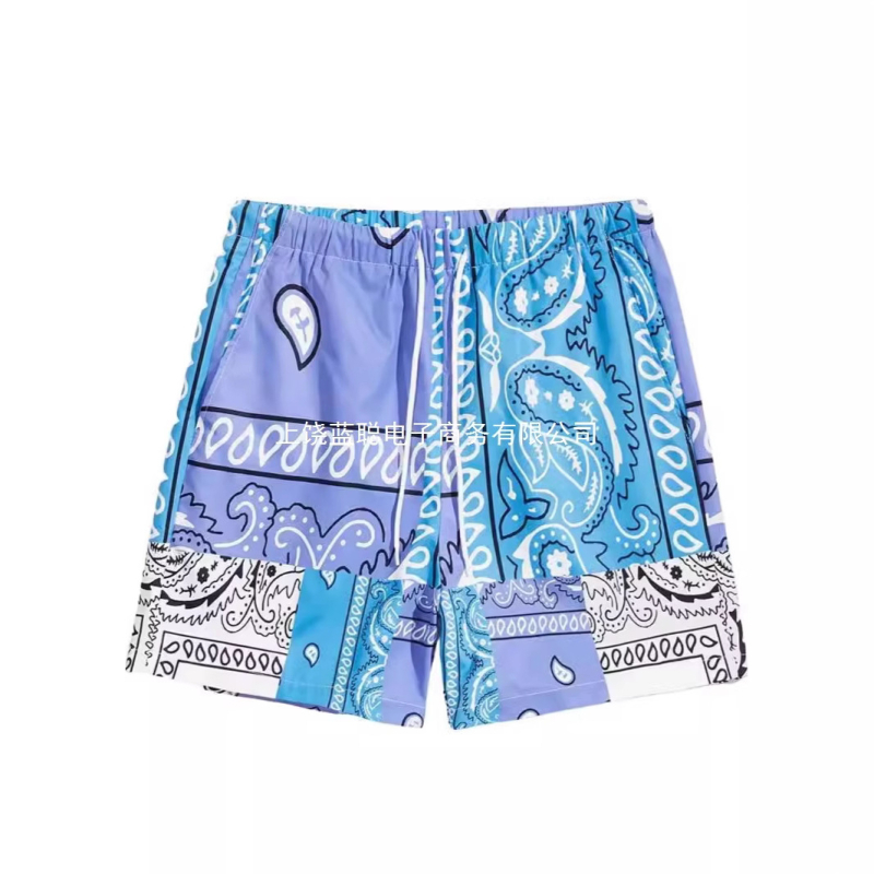 Férfiak 3D nyomtatott hálós poliészter strandnadrág lazán szabott egyenes vágás mikroelasztikus nyár sportos stílus