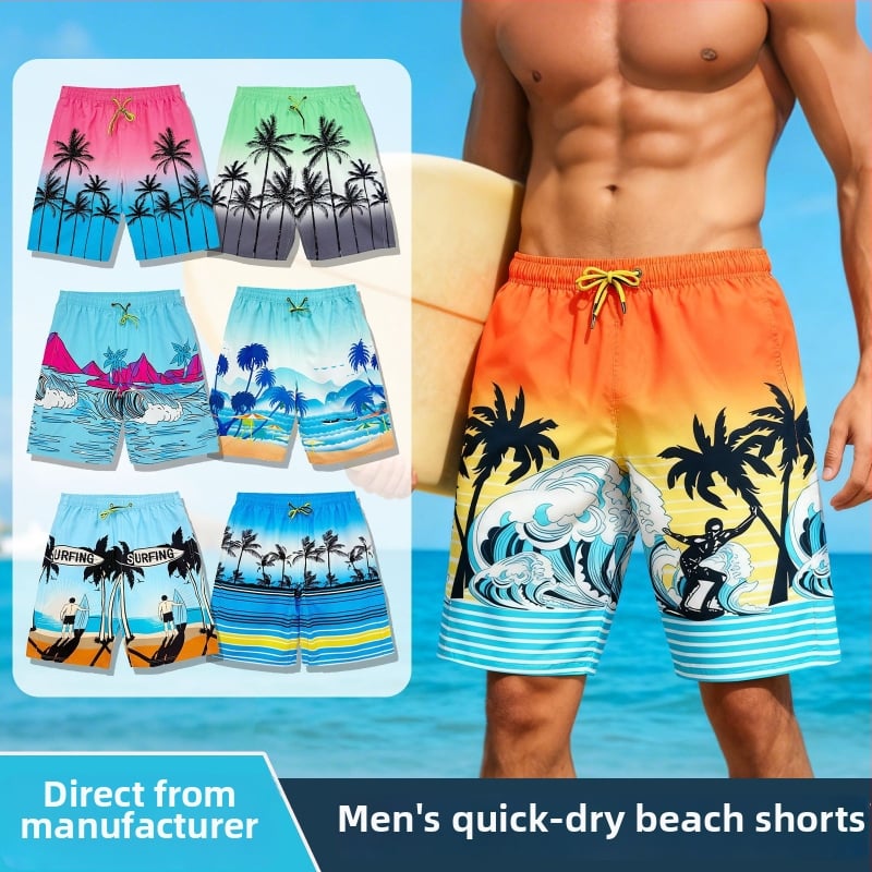 Ανδρικά μαγιό σε στυλ briefs, με εκτύπωση, ύφασμα πολυεστέρα που στεγνώνει γρήγορα, επένδυση πολυεστέρα