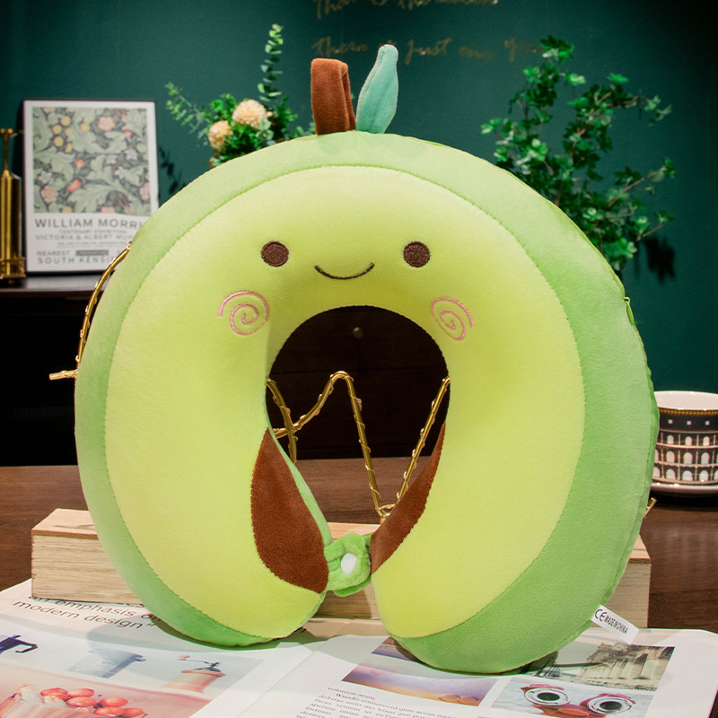 Pernă U pentru gât, cu umplutură din spumă memory, husă Crystal Velvet, stil desen animat, pentru adulți, potrivită pentru zbor cu avionul