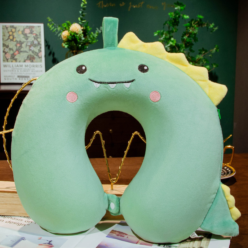 Pernă U pentru gât, cu umplutură din spumă memory, husă Crystal Velvet, stil desen animat, pentru adulți, potrivită pentru zbor cu avionul