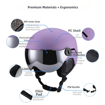 Колоездачен шлем с интегрирани очила, персонализируем, унисекс, за възрастни, Zhilian Zl-s037, PC корпус + EPS пяна