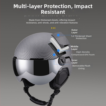 Колоездачен шлем с интегрирани очила, персонализируем, унисекс, за възрастни, Zhilian Zl-s037, PC корпус + EPS пяна