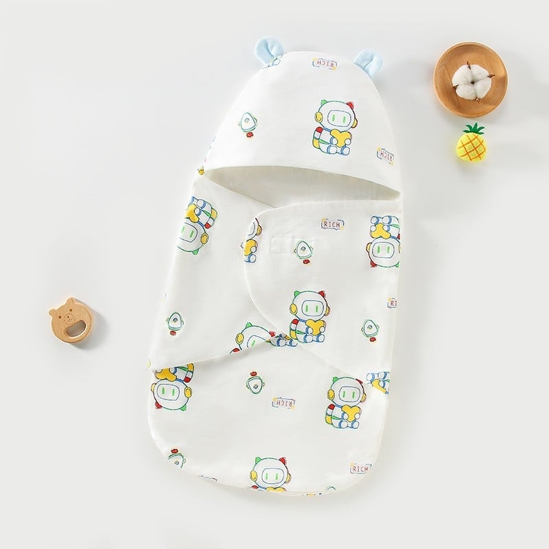 Újszülött ölelő kendő — kétszeres rétegű, 100% pamut, mintával, biztonsági osztály A, nyár, tavasz és ősz számára, 0–12 hónapos korig