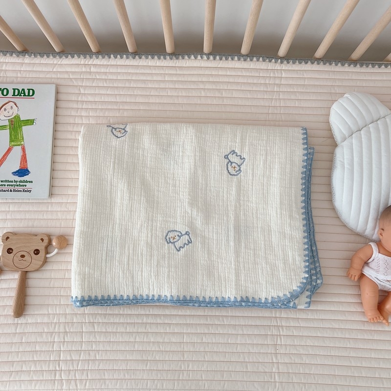 Κορεατικού στυλ κουβέρτα ύπνου για μωρά με κέντημα κουταβιού, 100–200 g, 100% βαμβάκι, άνοιξη-καλοκαίρι