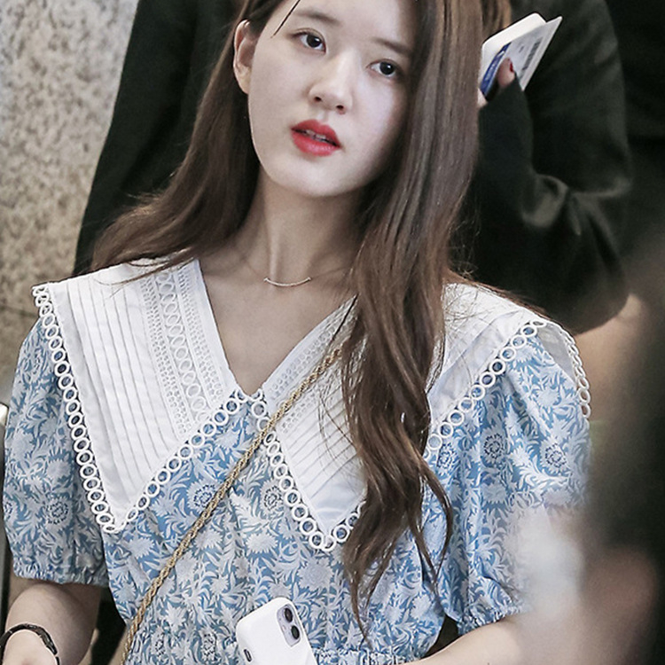 Женски шал с флорална шарка и декоративна яка, лека шифонова наметалка за всички сезони