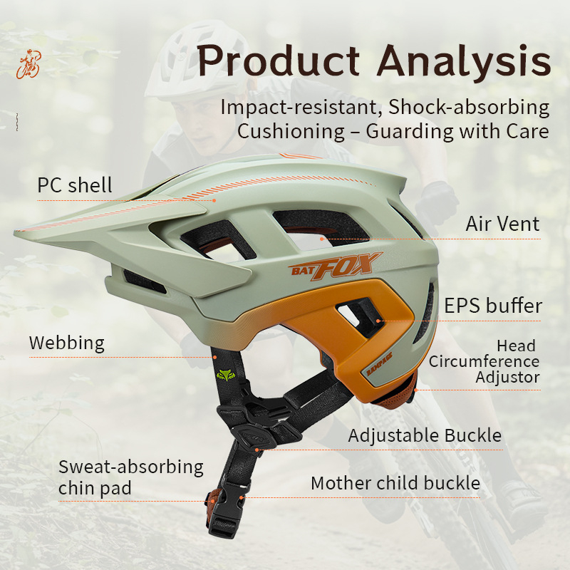 Batfox планинска каска за велосипед – Унисекс за възрастни, полупрофилна каска, PC/EPS корпус, код Ma066-288