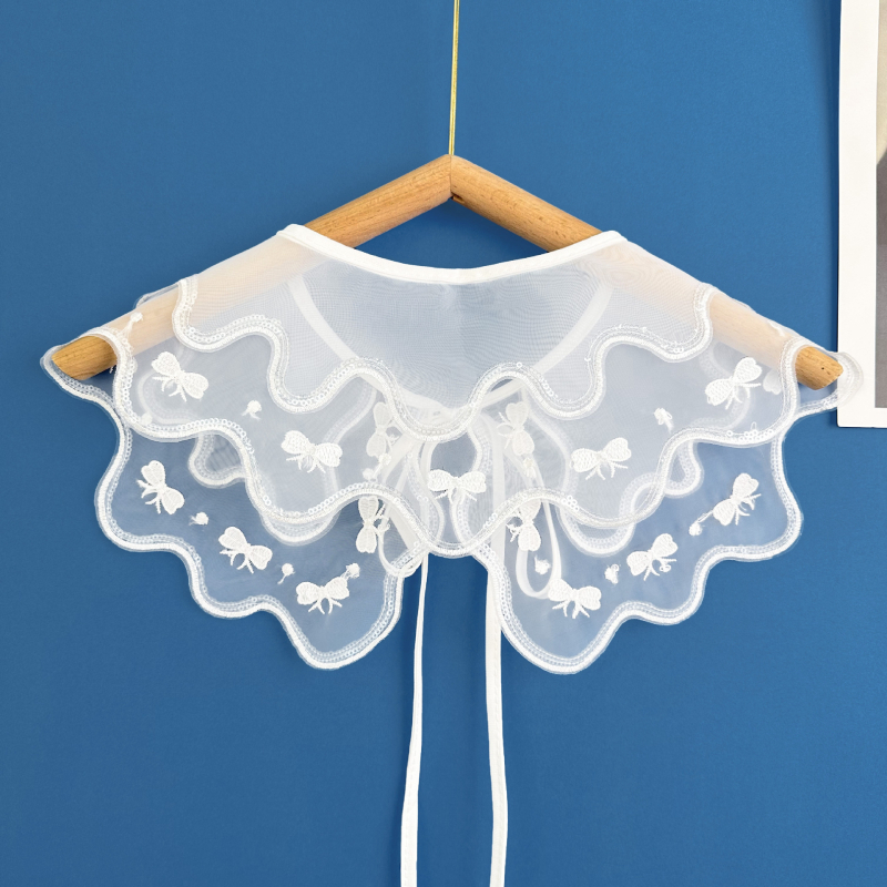 Organza dekorativni ovratnik s dvostrukim izvezenim uzorkom, cvjetni uzorak, sladak casual stil; Materijal: poliester pređa; Podstava: poliester vlakno; Uzorak: cvijet; Sezona: Ljeto 2023