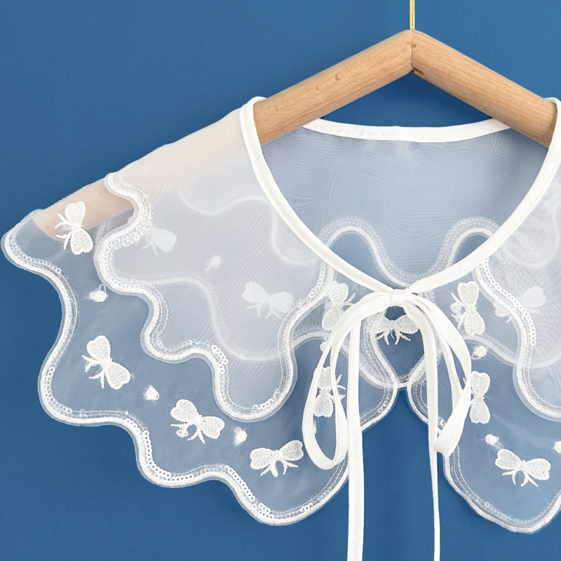 Organza dekorativni ovratnik s dvostrukim izvezenim uzorkom, cvjetni uzorak, sladak casual stil; Materijal: poliester pređa; Podstava: poliester vlakno; Uzorak: cvijet; Sezona: Ljeto 2023