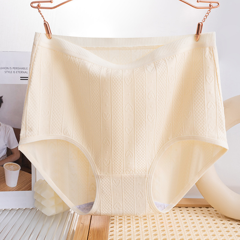 Damske pamucne gaćice s visokim strukom, cvjetni jacquard uzorak, prozračnost, antibakterijske, oblikovanje trbuha