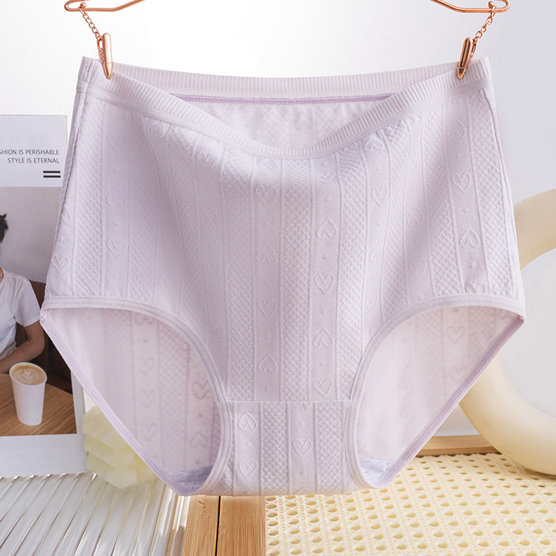 Damske pamucne gaćice s visokim strukom, cvjetni jacquard uzorak, prozračnost, antibakterijske, oblikovanje trbuha