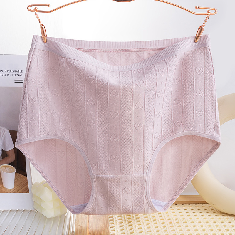 Damske pamucne gaćice s visokim strukom, cvjetni jacquard uzorak, prozračnost, antibakterijske, oblikovanje trbuha