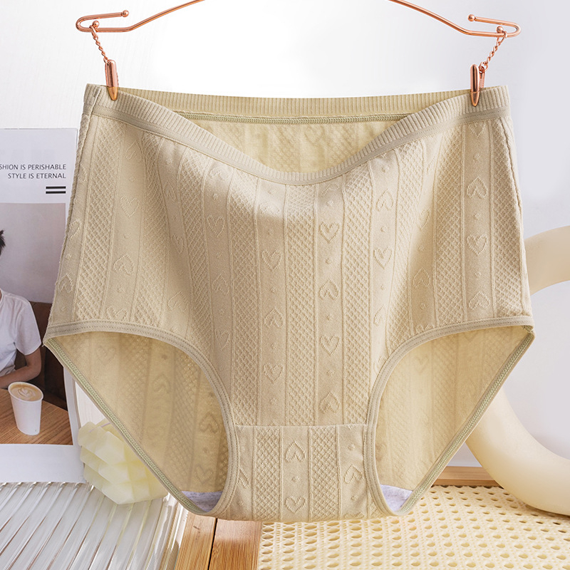 Damske pamucne gaćice s visokim strukom, cvjetni jacquard uzorak, prozračnost, antibakterijske, oblikovanje trbuha