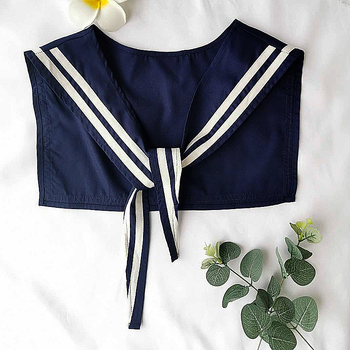 Șal de umăr cu guler fals, stil marin, stil colegial, mic exterior pentru femei (polyester-pamuk; monocrom; căptușeală: polyester-pamuk; stil: Colegiu; toamnă 2023)