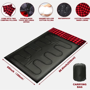 Spavaća vreća za dvije osobe, pamuk flanel tkanina, 210T poliester podstava, stil omotnice, za odrasle