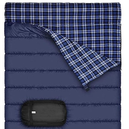 Spavaća vreća za dvije osobe, pamuk flanel tkanina, 210T poliester podstava, stil omotnice, za odrasle