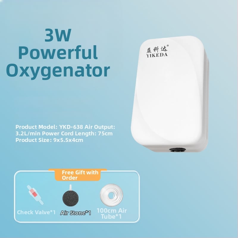 Yikoda αντλία οξυγόνου ενυδρείου, ήσυχη και ισχυρή οξυγονωτική συσκευή, μοντέλο QB, βάρος 0.24/0.44/0.78/1.43 kg