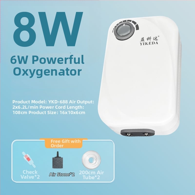 Yikoda αντλία οξυγόνου ενυδρείου, ήσυχη και ισχυρή οξυγονωτική συσκευή, μοντέλο QB, βάρος 0.24/0.44/0.78/1.43 kg