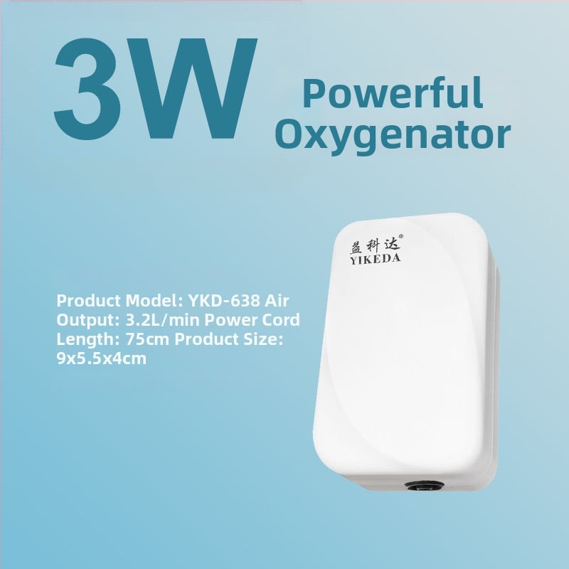 Yikoda αντλία οξυγόνου ενυδρείου, ήσυχη και ισχυρή οξυγονωτική συσκευή, μοντέλο QB, βάρος 0.24/0.44/0.78/1.43 kg