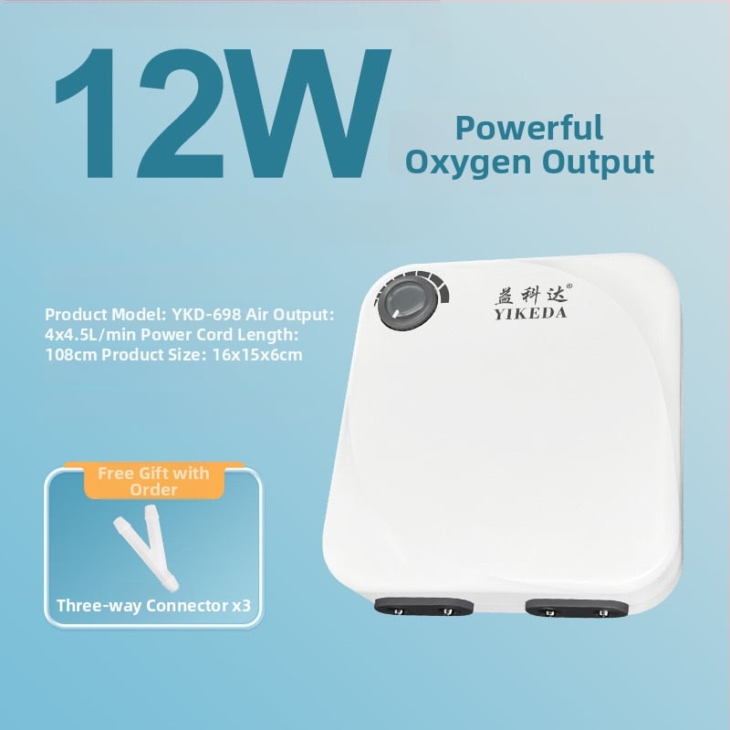 Yikoda αντλία οξυγόνου ενυδρείου, ήσυχη και ισχυρή οξυγονωτική συσκευή, μοντέλο QB, βάρος 0.24/0.44/0.78/1.43 kg