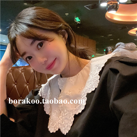 Фалшива яка с дантелена пелерина, шифон, декоративна панделка, за жени