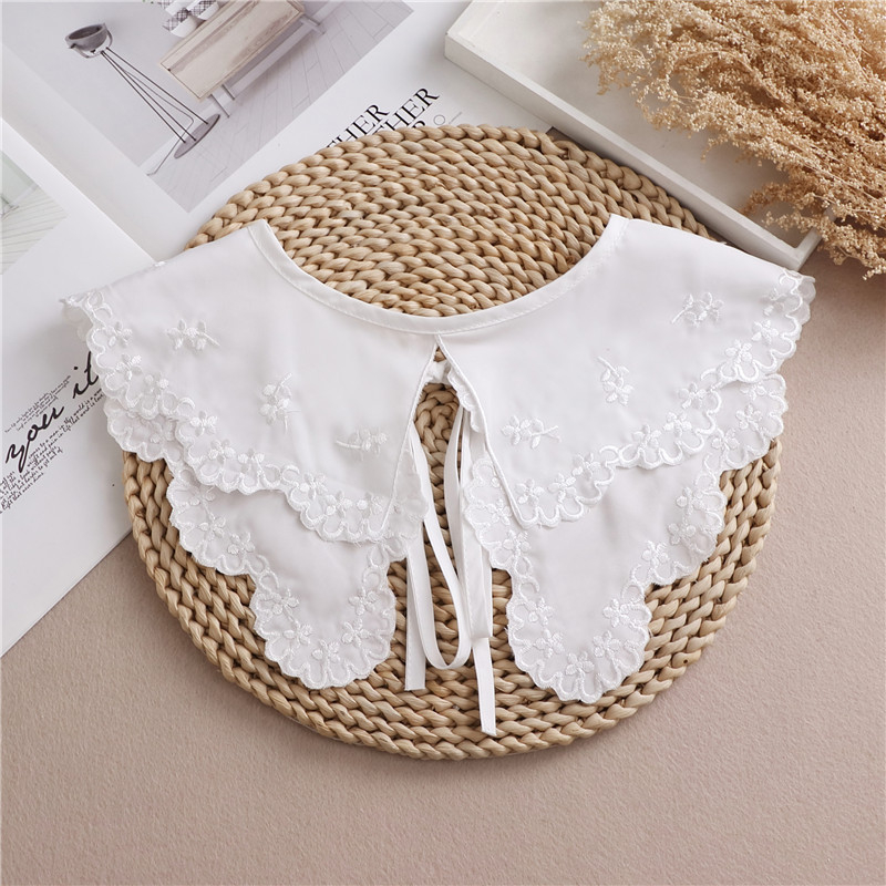 Фалшива яка с дантелена пелерина, шифон, декоративна панделка, за жени