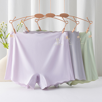 Chiloți de siguranță pentru femei, din material ice-silk, tricot, talie înaltă, 88% nylon, căptușală din bumbac 100% în zona croților