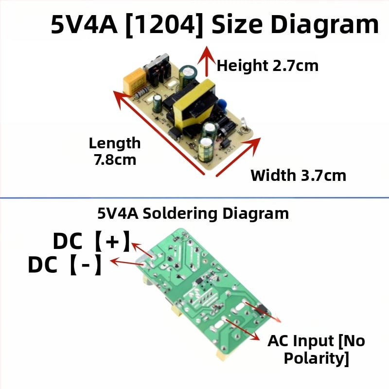 Prepínaný napájací adaptér s izoláciou modulu, vstup AC 110/220V, výstup DC 5V 1–4A
