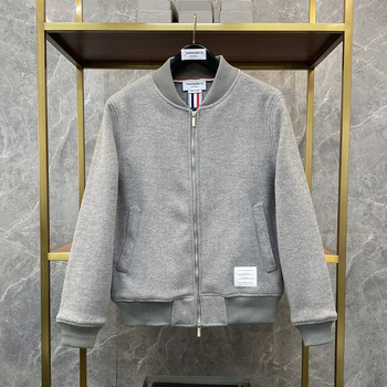 Muška jakna s stražnjim remenom, korejskog stila, prugasti uzorak, vuneni materijal s 95% pamuka, prilagođeni kroj