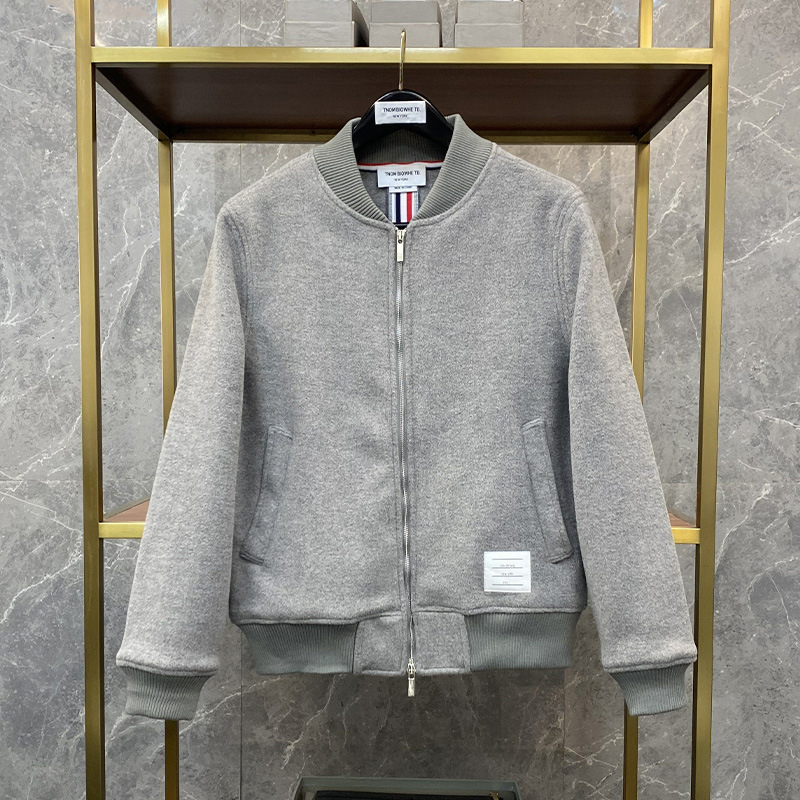 Muška jakna s stražnjim remenom, korejskog stila, prugasti uzorak, vuneni materijal s 95% pamuka, prilagođeni kroj