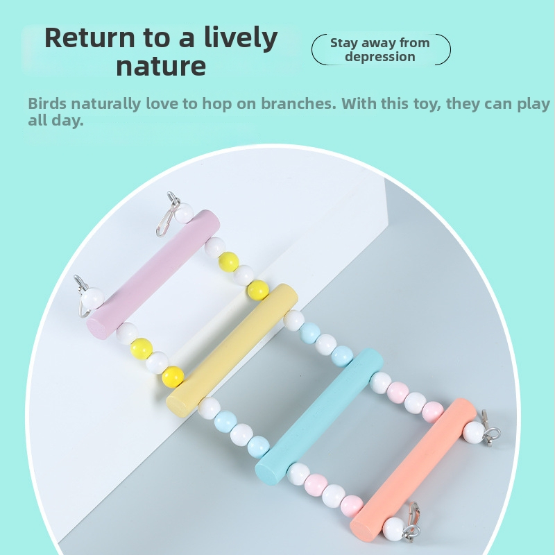 Happy Parrot drevená lezecká rebrík s hojdačkou do klietky pre papagája