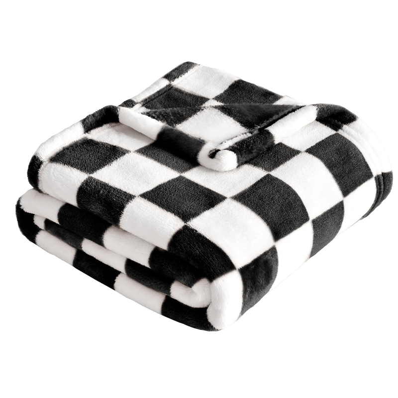 Βρεφική φλανελ κουβέρτα με γεωμετρικό καρό, πολυεστερική ίνα, για καναπέ και κρεβάτι, κατάλληλη για όλες τις εποχές, μοντέρνο μινιμαλιστικό στυλ