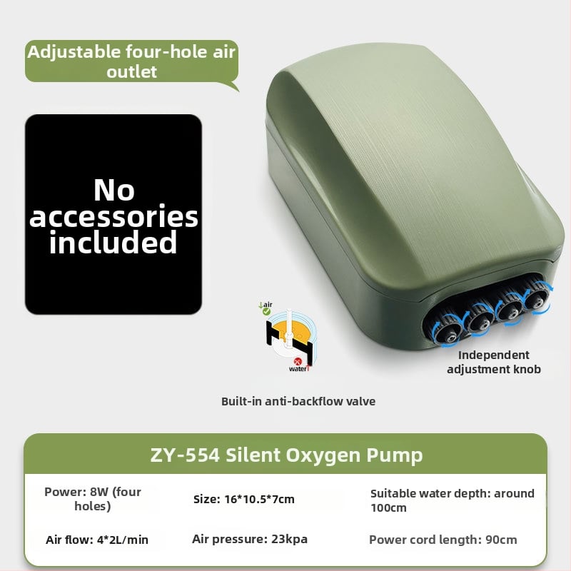 Αντλία οξυγόνου για ενυδρείο, ήσυχη και συμπαγής, με διπλό ακροφύσιο και ρυθμιζόμενη ροή για οικιακό ενυδρείο