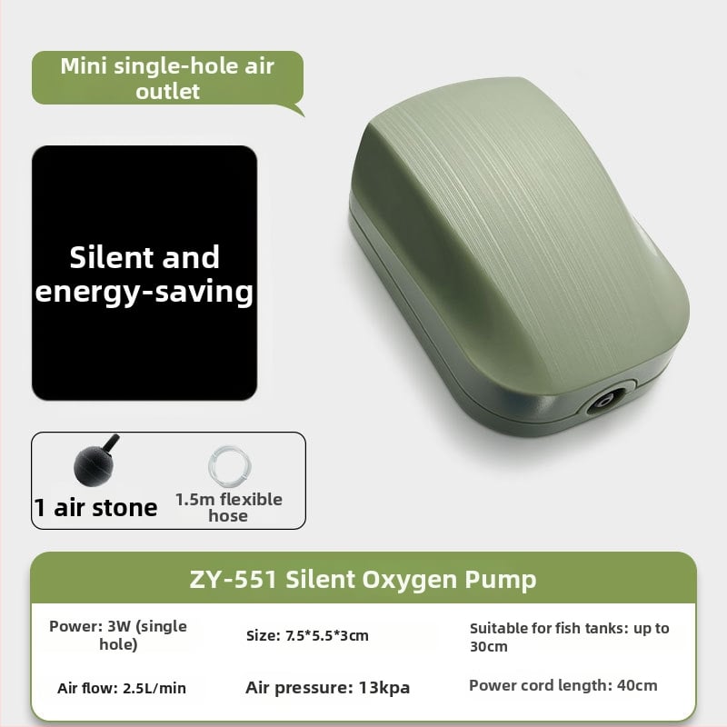 Αντλία οξυγόνου για ενυδρείο, ήσυχη και συμπαγής, με διπλό ακροφύσιο και ρυθμιζόμενη ροή για οικιακό ενυδρείο