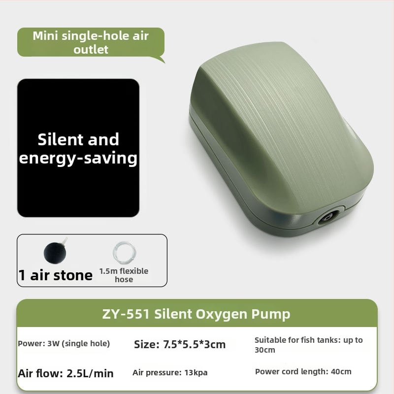 Αντλία οξυγόνου για ενυδρείο, ήσυχη και συμπαγής, με διπλό ακροφύσιο και ρυθμιζόμενη ροή για οικιακό ενυδρείο