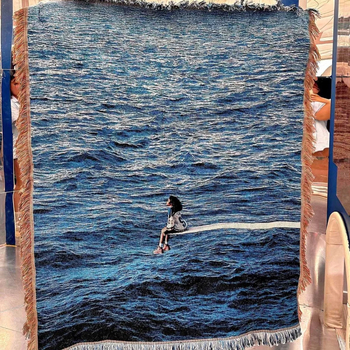 Pătură tapiserie din poliester cu peisaj, stil Insta, pentru toate anotimpurile, greutate 800–999 g