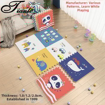 Covoraș pentru înaintare bebeluși, burete gros, pătrat, model desen animat, PE material, pentru living, dormitor și spațiu de studiu.