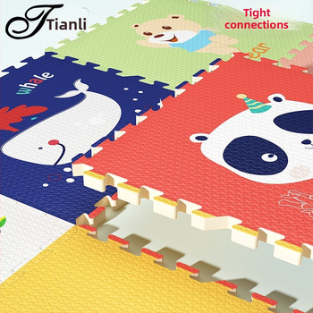 Covoraș pentru înaintare bebeluși, burete gros, pătrat, model desen animat, PE material, pentru living, dormitor și spațiu de studiu.