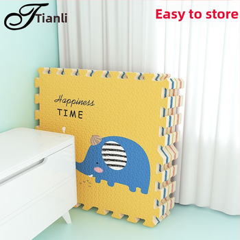 Covoraș pentru înaintare bebeluși, burete gros, pătrat, model desen animat, PE material, pentru living, dormitor și spațiu de studiu.