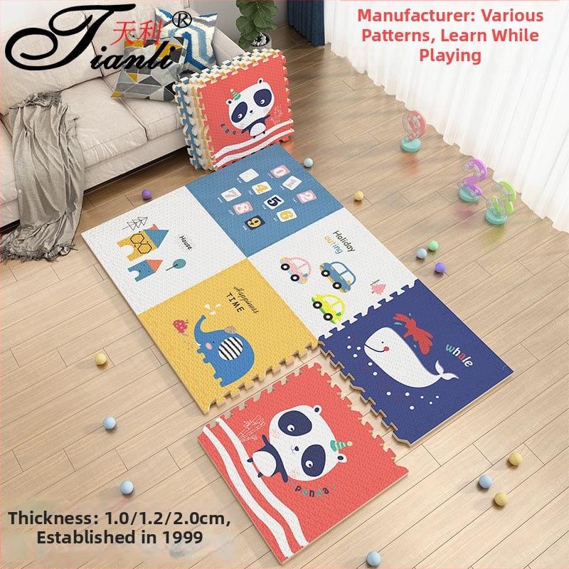 Covoraș pentru înaintare bebeluși, burete gros, pătrat, model desen animat, PE material, pentru living, dormitor și spațiu de studiu.