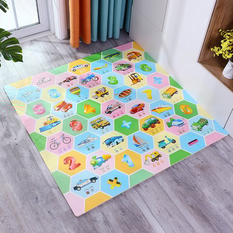 Covoraș pentru înaintare bebeluși, burete gros, pătrat, model desen animat, PE material, pentru living, dormitor și spațiu de studiu.