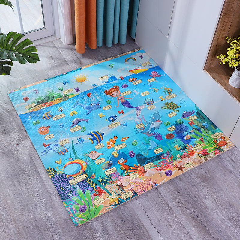 Covoraș pentru înaintare bebeluși, burete gros, pătrat, model desen animat, PE material, pentru living, dormitor și spațiu de studiu.