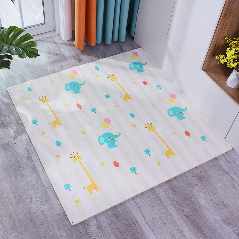 Covoraș pentru înaintare bebeluși, burete gros, pătrat, model desen animat, PE material, pentru living, dormitor și spațiu de studiu.