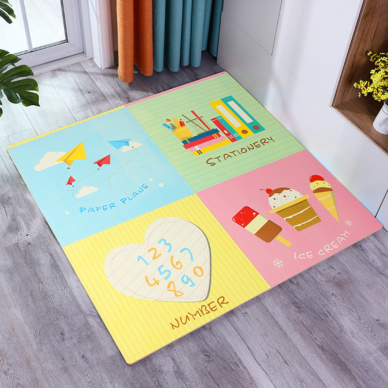 Covoraș pentru înaintare bebeluși, burete gros, pătrat, model desen animat, PE material, pentru living, dormitor și spațiu de studiu.